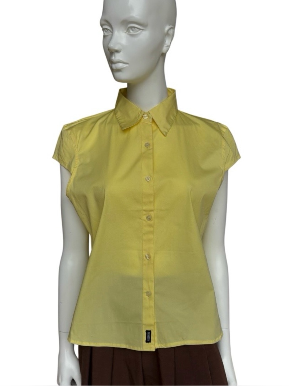 Vintage Y2K 7 Eisenegger Klassiker Yellow Cotton Blend Collar Blouse